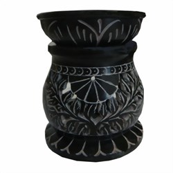 Zeige Details für Duftlampe 13cm Elefant Pflanzenranke schwarz Speckstein Bild von Duftlampe 13cm Elefant Pflanzenranke schwarz Speckstein