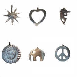 Bild von Anhänger mit Echt-Lederband, Herz, Elefant, Sonne, Peace