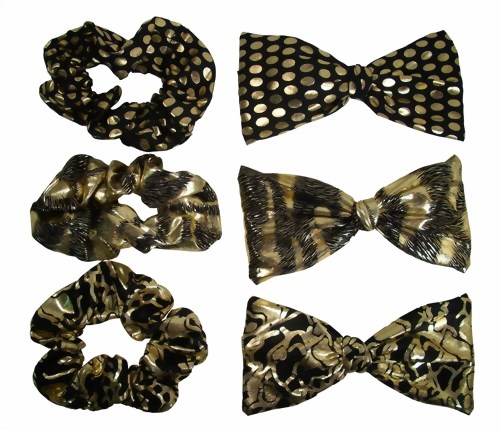 Bild von Haar-Accessoires gold-schwarz Haarspange Haargummi
