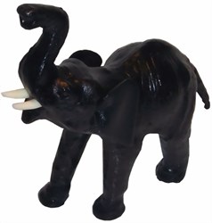 Bild von Elefant Ledertier 18cm schwarz