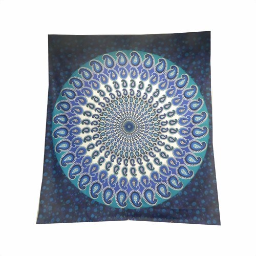 Bild von Tagesdecke Paisley Mandala grau lila türkis