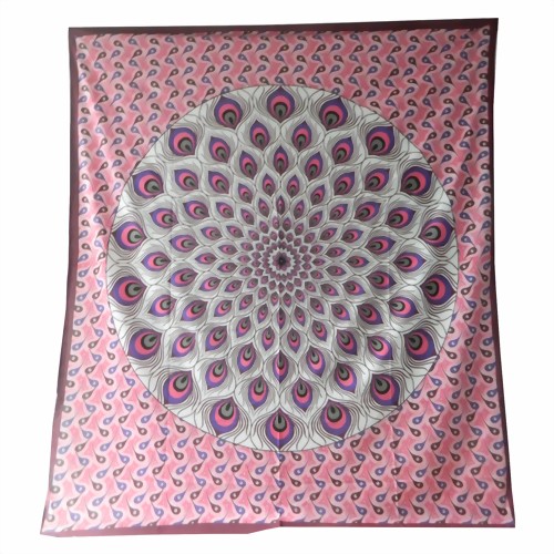 Bild von Tagesdecke Pfauenfeder bordeaux-pink