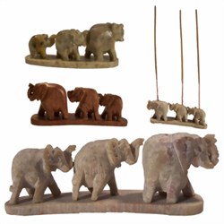 Bild von Räucherstäbchenhalter Elefantenreihe Speckstein