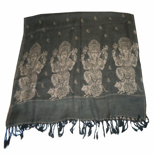 Bild von Schal Himalaya Ganesha beige schwarz