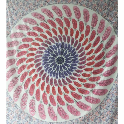 Bild von Tagesdecke Feder Mandala pink lila