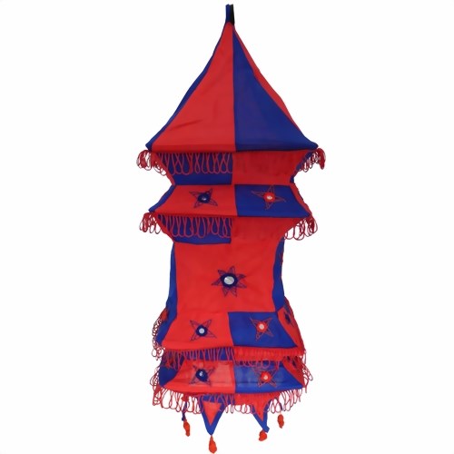 Bild von Lampenschirm Pagode 70 cm blau - rot