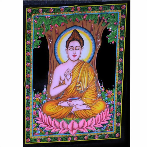 Bild von Wandbild Buddha auf rosa Lotus 107 x 78 cm
